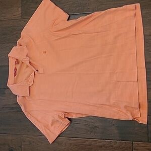 💥3for$12💥 Izod men's orange striped polo style shirt size Large